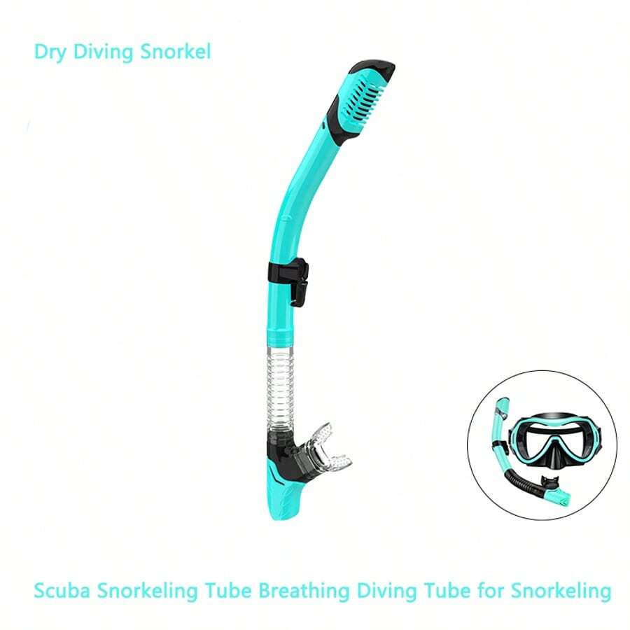 带排气阀的干式呼吸管 - 成人呼吸管装备，配有舒适的硅胶咬嘴和快速释放夹 - 水肺潜水、浮潜、自由潜水、鱼叉捕鱼、游泳