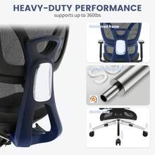 Silla ergonómica de Oficina, Silla de Oficina con reposapiés, reposabrazos 3D Ajustables, reposacabezas para Oficina y hogar, Color Negro - Negro - Ver 3