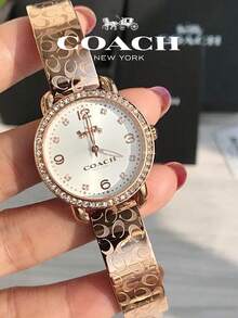 Coach Delancey White Dial Rose Gold Steel Strap Watch for Women - 玫瑰金 - 查看 3