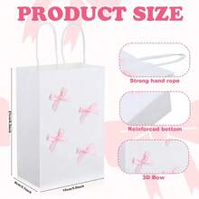 Multi-Specification Coquette Pink Bow Gift Bags Bulk 3D Bow Knot Treat Bags With Handles Candy Gift Bag Coquette Party Favor For Birthday Bachelorette Bridal Shower Engagement Wedding - 預設 - 查看 2