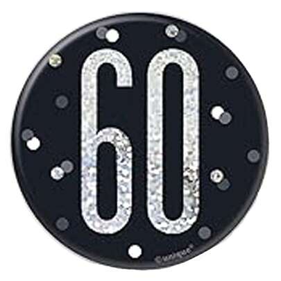 Unique Party Prismatic 60th Birthday Badge (Black) - 100% Mixed - (SG38348)