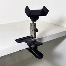 1 pieza Soporte de escritorio para teléfono con abrazadera universal y cabezal esférico, de metal, para transmisión en vivo perezosa, de 360 grados, para mesita de noche