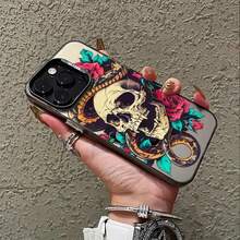 Estuche de Teléfonoóvil para Coche con Diseño de Calavera y Rosa de Lujo para 16 15 14 13 12 11 Pro X XR XSMAX 8 Plus, Cubierta Trasera Antideslizante17  17promax - Negro - Ver 3