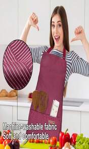 BeLuyi Adjustable Bib Apron With 2 Pockets Chef Cooking Kitchen Restaurant Aprons For Women Men - ColorF - 查看 5