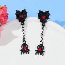 Black Red Zirconia Spider Earrings For Halloween Parties Fashionable Personalized Accessories Pendant Ptuds