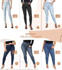 Hybrid & Company Women's Classic Denim Mid Rise Skinny Jeans Super Stretch Pantshalloween