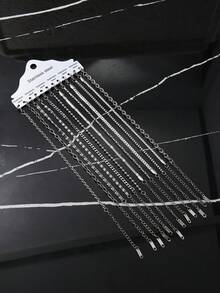 12pcs Fashion Stainless Steel Gold Silver Necklace Bracelet Jewellery Set Suitable For Daily Matching Use Lots Of Accessories - Multicolor - View 16