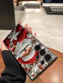 1pc Fashionable Santa Claus & Snowflake Red Festive Black Phone Case Compatible With IPhone 17/17 Air/17 Pro/17 Pro Compatible With Redmi, Compatible With Galaxy A04e/A05s/A13/A14/A15/A34/A35/A50/A52/A53/A54/S21/S22/S23/S24/S25/S25UGOOGLE 6A/ 12T/13T/14t - Black - View 7