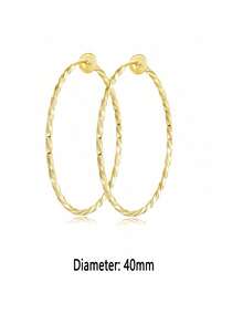 1-4 Pairs Of Fashionable And Exquisite Copper Material Lady Clip-On Hoop Earrings With Spring Clasps Suitable For Non-Pierced Ears. Daily/Party/Beach Fashion Accessories. - Gold - View 15