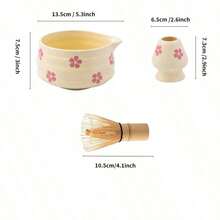 Set de Matcha de 1 pieza/2 piezas/3 piezas/4 piezas/5 piezas, Lindo set de Matcha que incluye 1 tazón de Matcha, 1 cuchara de Matcha, 1 soporte de Matcha, 1 cuchara de bambú, 1 tamiz. Set de Matcha de 5 piezas, adecuado para amantes del Matcha y principiantes, perfecto para preparar el ritual de la bebida de Matcha Latte en casa o en un restaurante