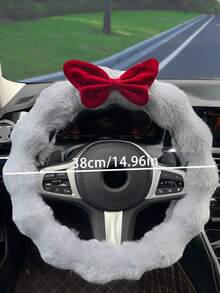 1 件毛绒方向盘套，可爱优雅的女性设计，秋冬保暖