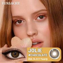 FUNSACHY MARGARET Series Brown Color Soft Contact Lenses, 14.5mm Natural Color, Annual Replacement - JOLIE-cHOCOLATE - View 3