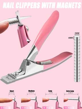 Obcinacz do paznokci, różowy obcinacz do tipsów, regulowany obcinacz do paznokci, obcinacz do paznokci akrylowych z magnesem (15 szt.), fioletowo-czerwony, regulowany obcinacz do paznokci premium z magnesami, rozmiarery do paznokci akrylowych, obcinacz do paznokci ze stali nierdzewnej do sztucznych tipsów