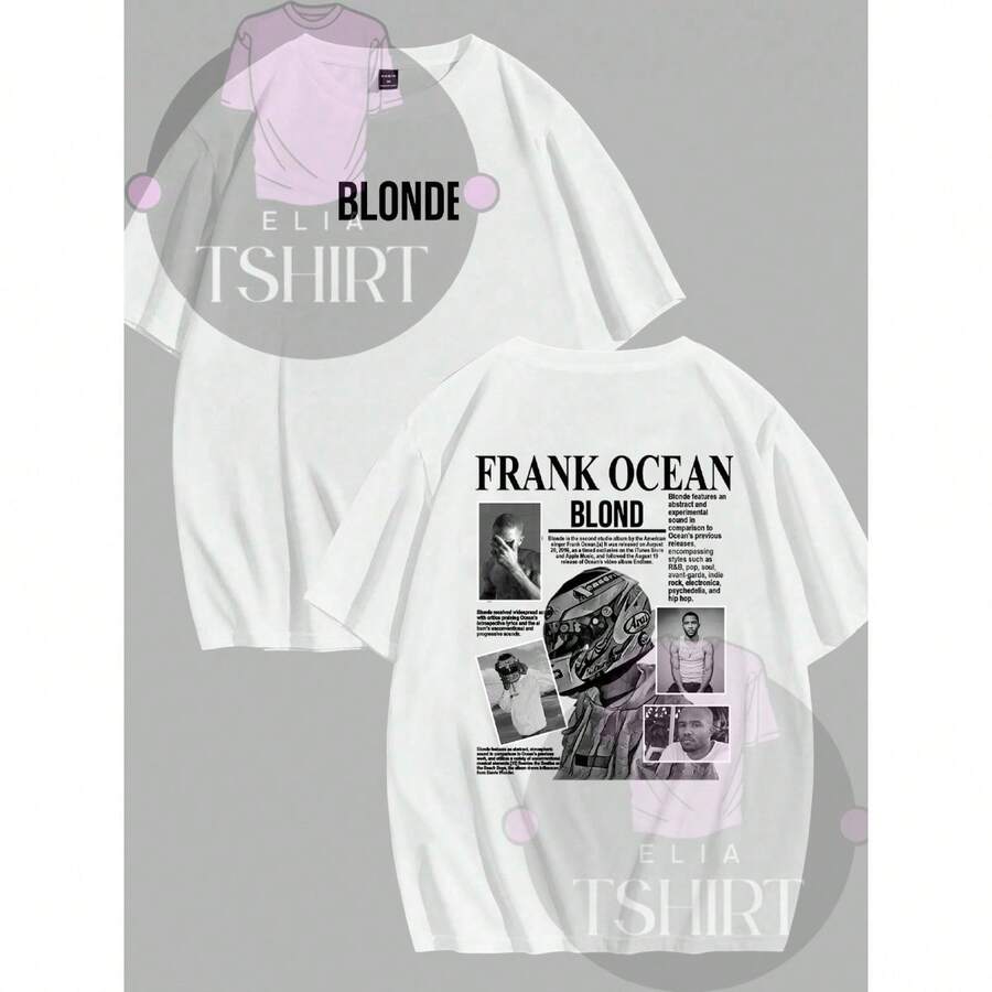 Blond Frank Ocean Aesthetic Vintage T-Shirt Blouse Unisex Men Women 100% Cotton Top Premium Streetwear New Arrival Fast Shipping Various Colors!! Plus Size - trắng - Xem 1