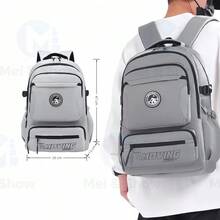 New Men's Large Capacity Backpack, Couple Backpack, College School Backpack, High School Campus Travel Backpack, Fashion Double-Sided Backpack - 灰色 - 查看 1
