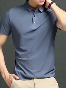 Men's Polo Shirt Silk Fabric Ice Casual Summer - 灰色 - 查看 1