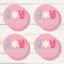 4pcs/8pcs Pink Christmas Theme Coasters, Christmas Pattern Absorbent Pads Coffee Mats Drink Coasters, Kitchen Table Room Bar Decor Holiday Gift - Multicolor - View 21