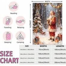 1pc Christmas Santa Claus, Snowman, Reindeer Gift Box Fleece Blanket, Super Soft Flannel Suitable For Bedroom, Living Room, Sofa And Office, Great For Travel And Gift, Christmas