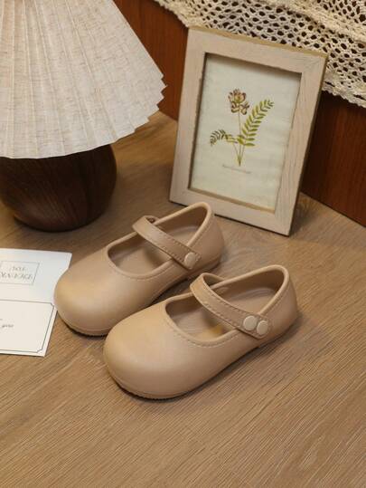 1 Pair Girls' Solid Color Minimalist EVA Material Princess Shoes, Waterproof Lightweight Flat Shoes, New Spring/Autumn Kids' Casual Shoes, Toddler Girls' Soft-Soled Loafers, 1-3 Years Old Baby Walking Shoes, Flat Shoes Can Be Worn As Low-Top Rain Boots