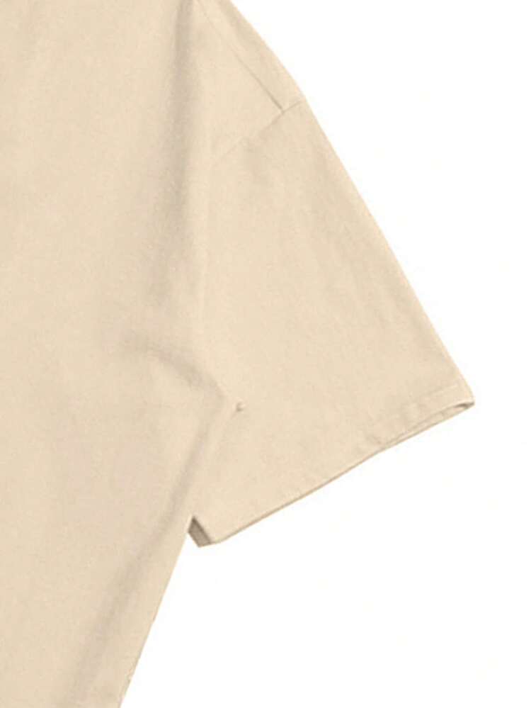 Camiseta de manga corta con estampado gráfico sencillo y versátil casual para hombres de K-GLORY - Albaricoque - Añade 7