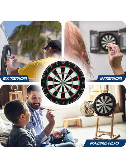 AI-PIKA Juego de Dardos,Dardos y Dianas, 6 Darts de Punta de Acero Ultra Precisos,18 Pulgadas de Diámetro,Adecuado para Deportes de Ocio,de Competencia