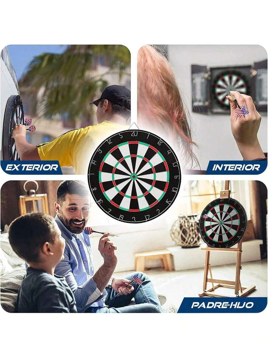 AI-PIKA Juego de Dardos,Dardos y Dianas, 6 Darts de Punta de Acero Ultra Precisos,18 Pulgadas de Diámetro,Adecuado para Deportes de Ocio,de Competencia - 1 - Ver 1