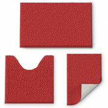 3-Piece Bathroom Rugs Set: Extra Soft, Absorbent Shaggy Rugs, Non-Slip Plush Carpet Runner With Toilet Rugs, Ideal For Bathtub And Shower, 2025  Design - Red - View 1