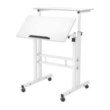 Rolling Standing Desk Height Adjustable, Mobile Stand Up Computer Desk, Sit-Stand Tiltable Top Desk Laptop Stand For Small Spaces - White - View 8