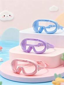 1pc Kids Swimming Goggles, Suitable For 3-14 Years Old Children, Upgraded Design With Wide Vision, Anti-Fog, Waterproof For Swimming Pool