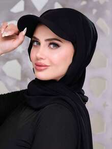 1 peça novo chapéu cachecol feminino de cor sólida com aba, chapéu lenço de cabeça versátil estilo Oriente Médio