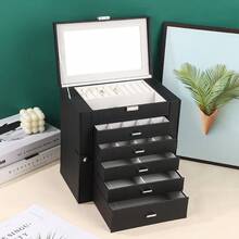 SONGMICS 6-Layer Jewelry Box, 5 Drawers Design, Large Capacity Storage, With Mirror, Lockable, Jewelry Organizer Box, Great Gift, Can Store Earrings, Rings, Necklaces, Watches, Available In White, Black, Grey - Multicolor - View 5