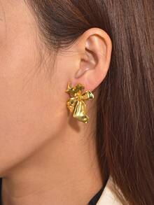 Charm-In 1 Coppia Di Orecchini Alla Moda E Minimalisti In Ottone Placcato Oro 18K, Disegno Creativo, Regalo Per San Valentino, Festa Della Mamma