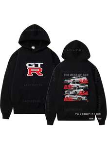 Initial DS GTR Skyline R34 Pullovers New Hoodies And Sweatshi Fabric Street Fashion Hoodie Casual Skating Sweatshirt Cyberpunk - 黑色 - 查看 1