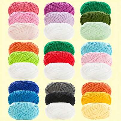 3 piezas/(140-150g) Hilo de chenilla mediano para tejer y ganchillo a mano, manualidades navideñas DIY, Papá Noel, decoraciones de fiesta, 100% fibra de poliéster, aproximadamente 50g/pieza