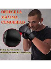 Bebeay Guantes de Box para Hombres y Mujeres, Guantes de para Boxeo, Boxing Gloves para Adulto, Adecuados Artes Marciales Mixtas, Muay Thai, Bolsa Pesada Entrenamiento, Kickboxing,, 12oz - Negro -1 - Ver 1