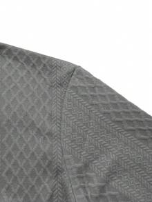 男士休闲时尚半拉链提花针织亨利领 Polo 衫，宽松针织卫衣，复古做旧撞色肘部贴片，适合春秋季穿着（注意：这款针织卫衣不像羊毛那样厚实；欧美尺码偏大，建议选购小一码） - 灰色 - 查看 7