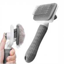 1PCSPet Dog And Cat Brush, Pet Self-Cleaning Brush, Gentle Hair Removal Massage Comb, One-Click Hair Removal, Suitable For Short And Long Hair, Cat And Dog Care, Daily Use, Pet Supplies - Grey - View 2