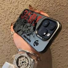 Funda para teléfono con diseño moderno de personaje de compatible con modelos de 17, 16E, 16, 15, 14, 13, 12, 11 Pro X RXS 8 Plus.Presenta un acabado mate, diseño anti-caídas y estampados de dibujos animados, proporcionando una protección elegante para smartphones.Es17 17promax. - Negro - Ver 4