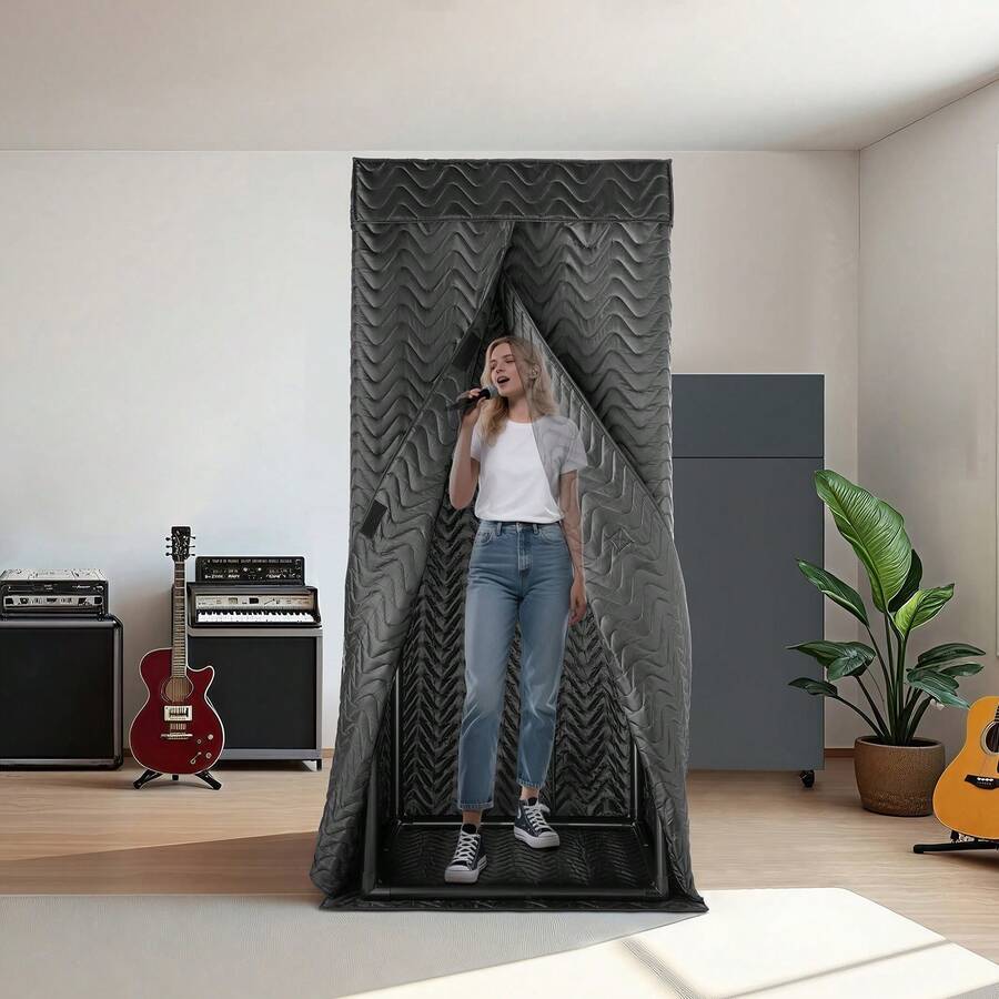 Portable Vocal Booth, 6.56 Ft Height, Portable Recording Studio With Travel Bag, Mobile Tablet Stand, Thickened Soundproofing, Sound Isolation Booth For Echo-Free Vocals, Podcasts, Voiceovers