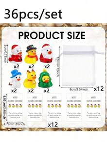 36 Stück/18 Stück Weihnachts-Mitarbeitergeschenk-Set, enthält 12 Stück/6 Stück Mini Gelbe Enten, 12 Stück/6 Stück Dankeskarten und 12 Stück/6 Stück Organzabeutel, Mini Harz Gelbe Enten Figuren mit Weihnachtsmützen, inspirierende Geschenke, Harz Enten für Mitarbeitergeschenke, motivierende Notizkartengeeignet für Kollegen, Freunde, Weihnachts-Mitarbeitergeschenke, Büro-Taschengeschenke, Weihnachtsparty-Gastgeschenke