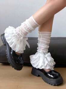 1pair Hot Girl Y2K Mesh Thin Multi-Layer Lace Women's Leg Cover, Lolita, JK Matching, Sweet And Versatile