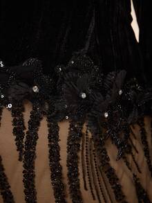 Mgiacy-POP,New Arrival,Off Shoulder,Elegant,Large Size Evening Gown Dress,Asymmetric,Sequin,3D Floral,Sequin Splicing,Package Hip,Mermaid Hem Dress,FOR,Prom Wedding,Party Dress,Wedding Guest Dress,Evening Dress(Non-Positioning) - Black - View 9