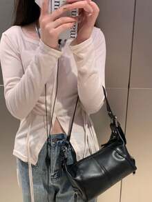 Retro Shoulder Bag With Modern Design[8555] - Black - View 2