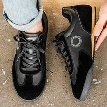 Men's Casual Sneakers - Low-Top Design, Durable PU Upper And Rubber Sole, Comfortable Fabric Lining Casual Athletic Shoes - Black - View 5