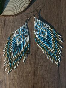 Handmade Beaded Tassel Earrings For Women, Bohemian Colorful Glass Bead Seed Bead Dangle Earring Hooks, Fashion Jewelry Accessories Suitable For Daily Wear