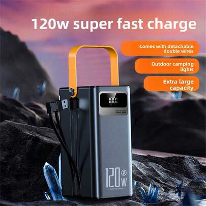 32000mAh Large Capacity Portable Power Bank, With Lanyard/LED Power Display, Suitable For Fast Charging Of Various Mobile Phones/Digital Electronic Devices, Portable Emergency Power Supply Device For Outdoor Travel, Spare Battery Pack, Holiday Gift