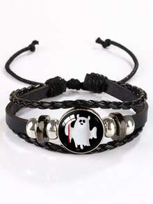 Halloween Gemstone Beaded Metal Bracelet, Handmade Jewelry