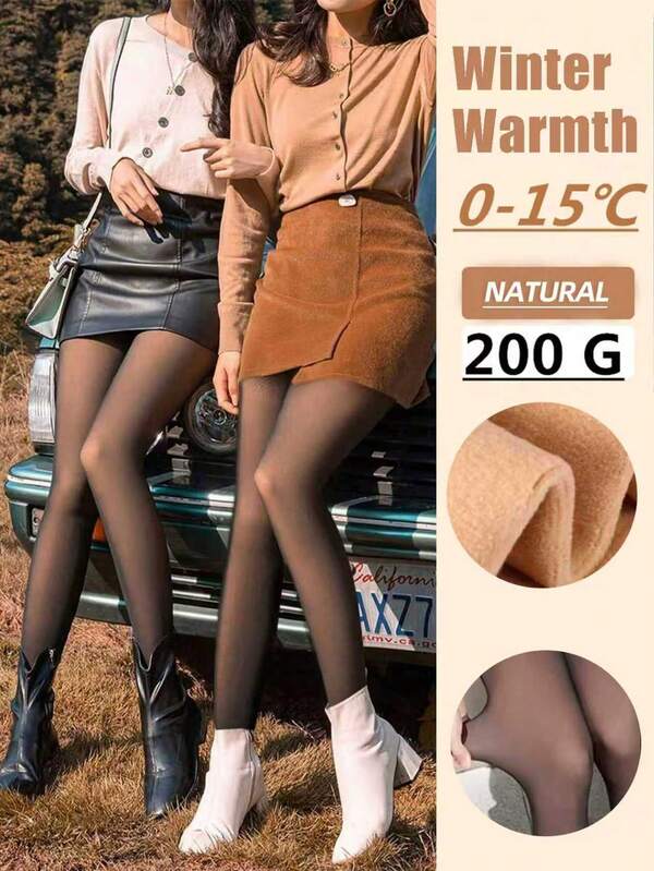 1/2 Stücke Damen Herbst/Winter Thermoleggings, sexy schlanke Passform Thermoleggings, halbtransparente Strumpfhose, schwarz/hautfarben, warm, strapazierfähig, vielseitig, geeignet für Herbst/Winter Alltagskleidung