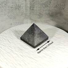 Hand-Carved Black Schungite Pyramid Crystal | 6-Sided Point Mineral Ornament For Home Decor & Spiritual Gifts, Natural Amplifier, Protection, Elegant Tabletop Display, Spiritual Decoration, Faceted Edges, Unique Geometric Shape