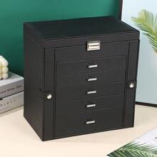 SONGMICS 6-Layer Jewelry Box, 5 Drawers Design, Large Capacity Storage, With Mirror, Lockable, Jewelry Organizer Box, Great Gift, Can Store Earrings, Rings, Necklaces, Watches, Available In White, Black, Grey - Multicolor - View 14
